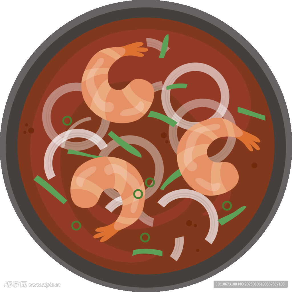 虾仁洋葱红汤美食图
