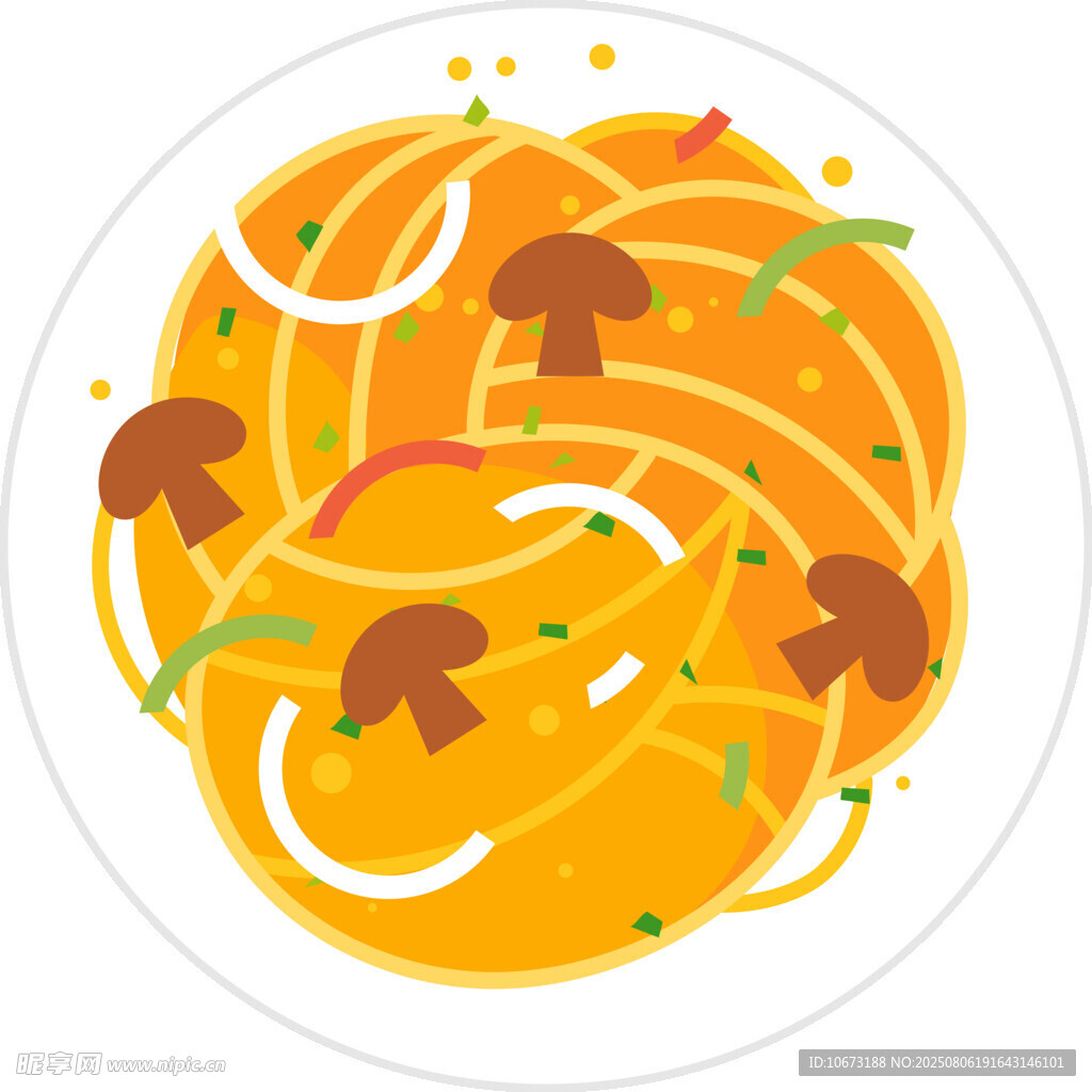 美味蘑菇意面插画