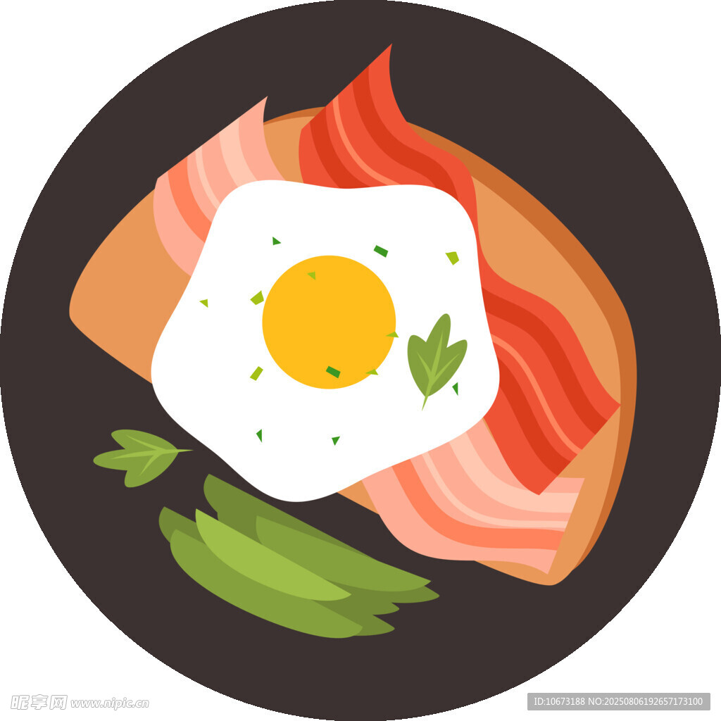 煎蛋配培根美食插画