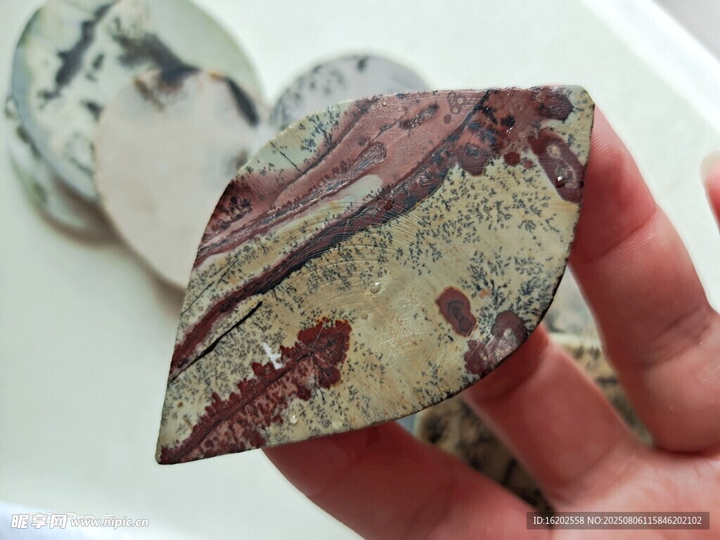 手持多彩纹理独特石头