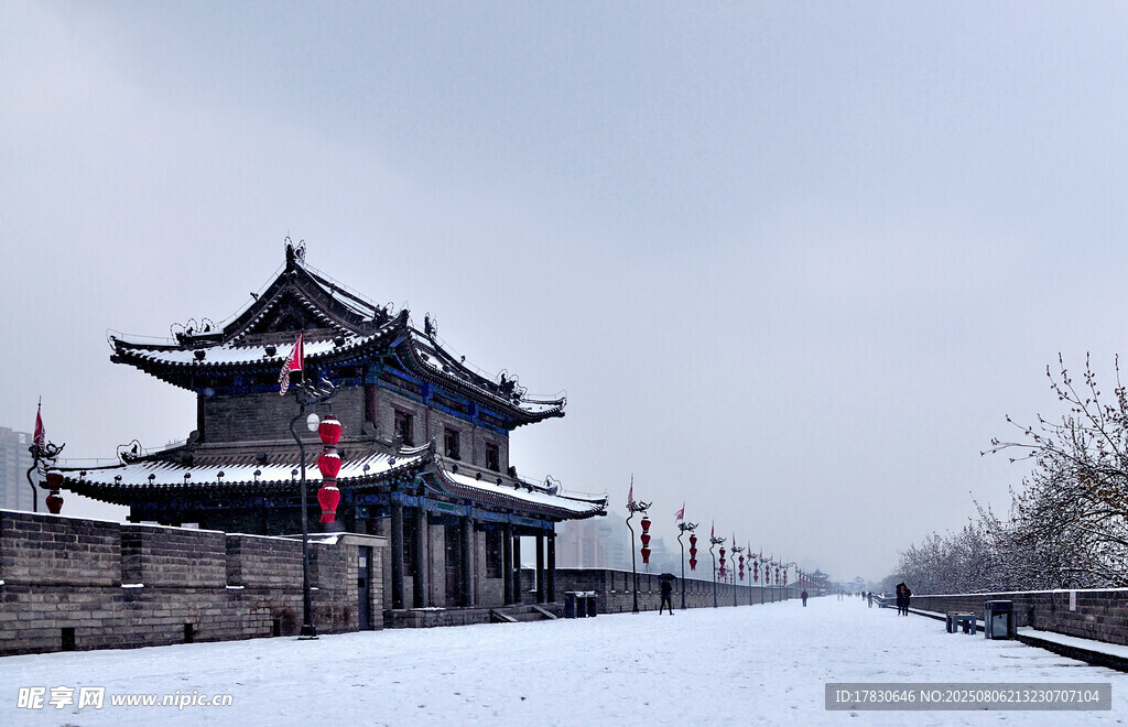 西安明城墙雪景