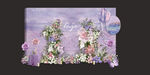 白绿粉紫色油画莫奈花园迎宾区