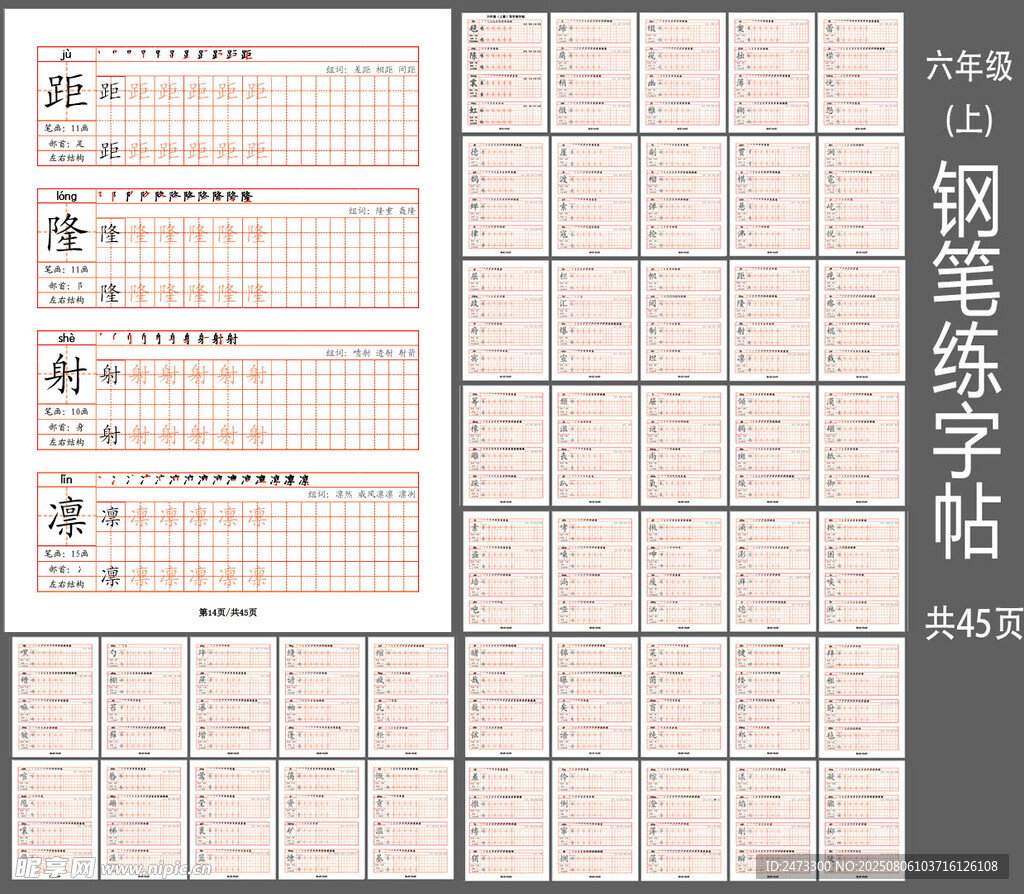 六年级上册钢笔练字帖打印