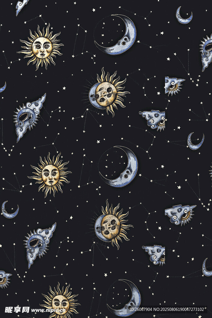 星空宇宙元素无缝图案