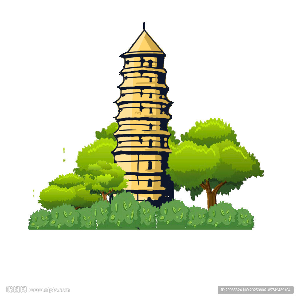 延安宝塔山插画