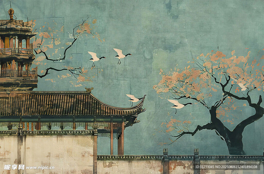 中国风阁楼树