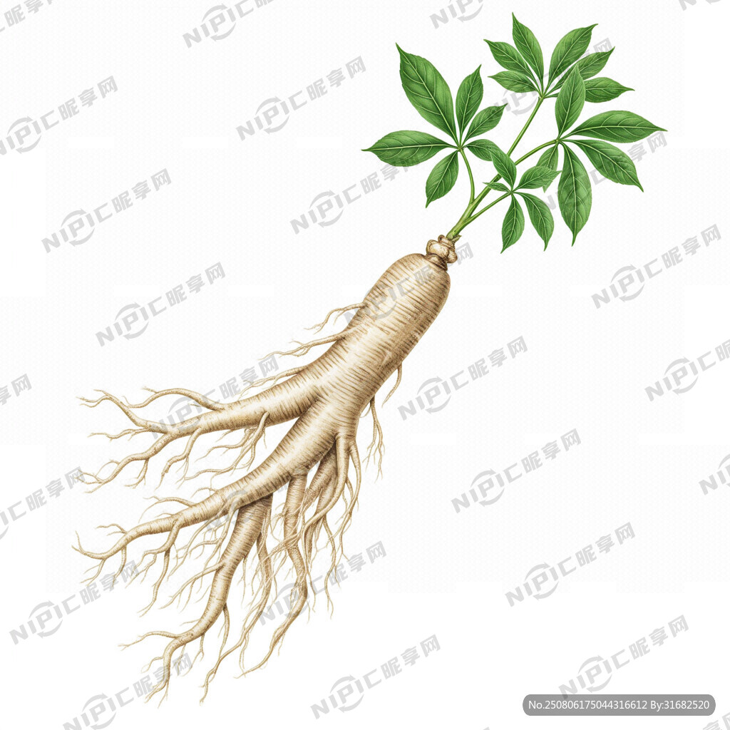 人参 植物 单独的完整根系