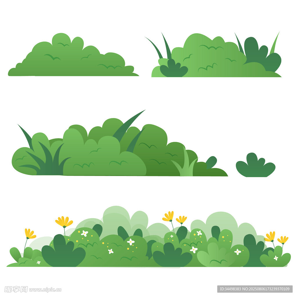 多样绿植草丛插画