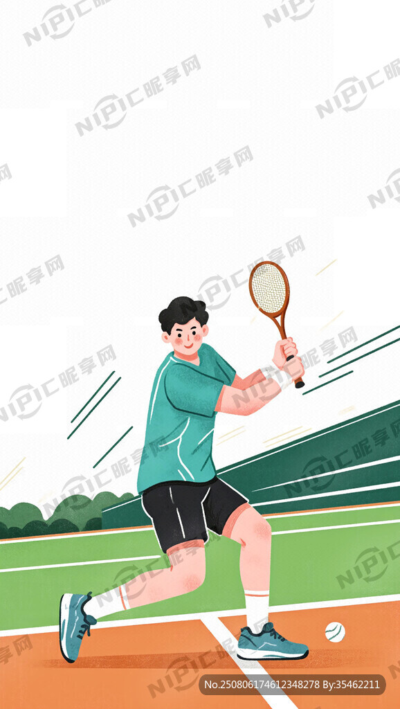 插画 打匹克球的人物