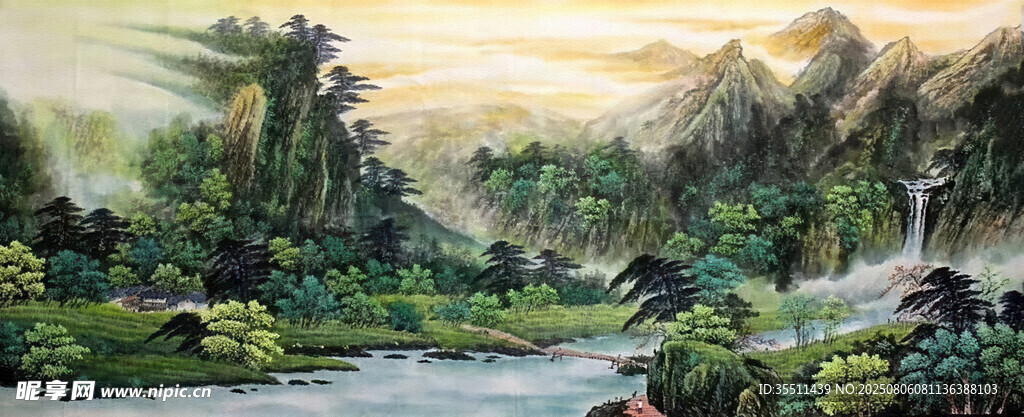 丛林溪流景观图