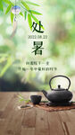 处暑时节茶具与绿植场景