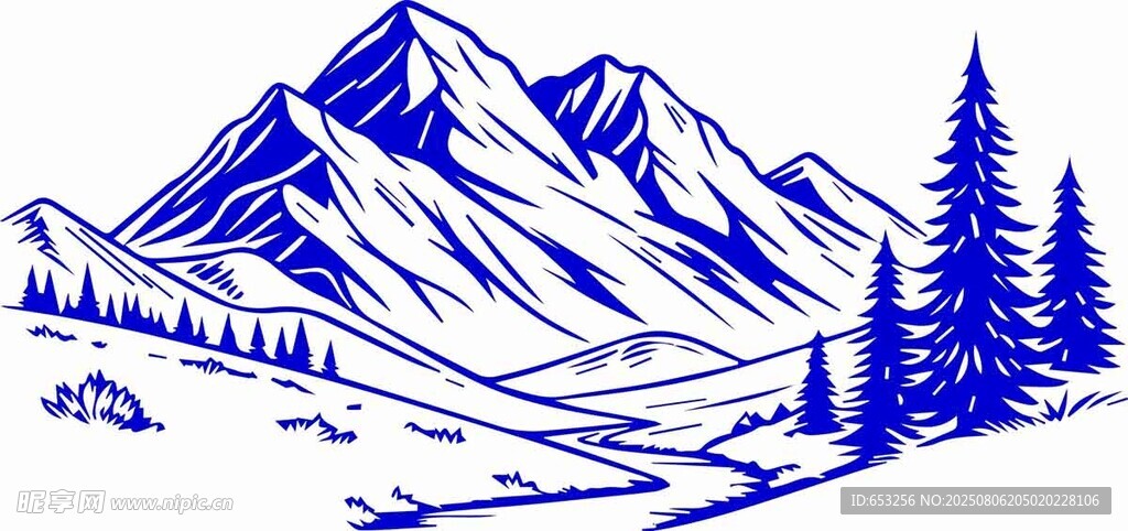 雪山森林草地
