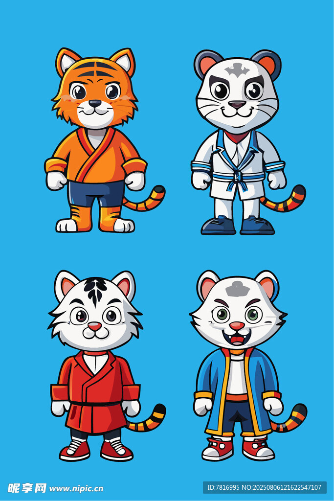 四只时尚装扮的可爱猫咪