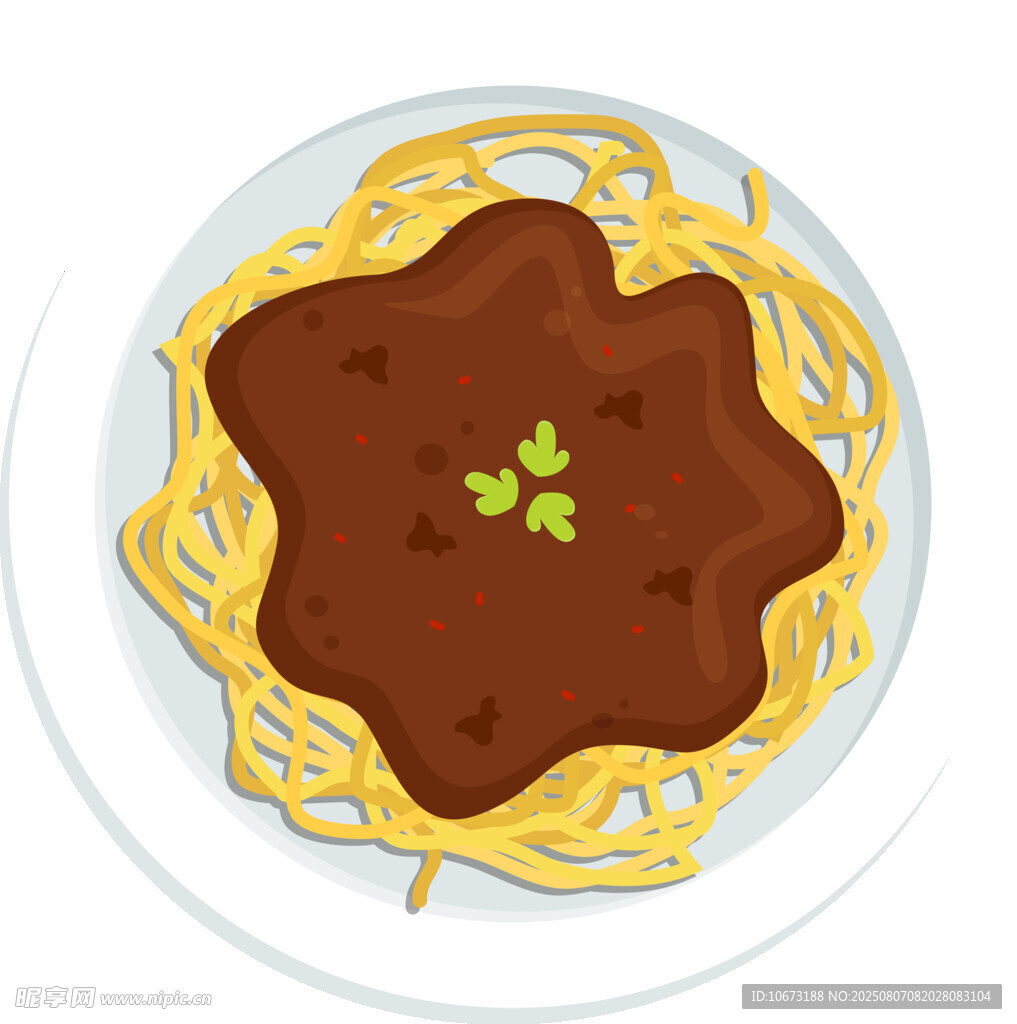 肉酱意面美食插画
