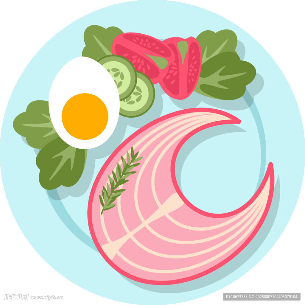 美味火腿蔬菜早餐拼盘
