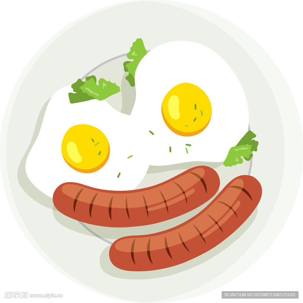 香肠煎蛋早餐美食图