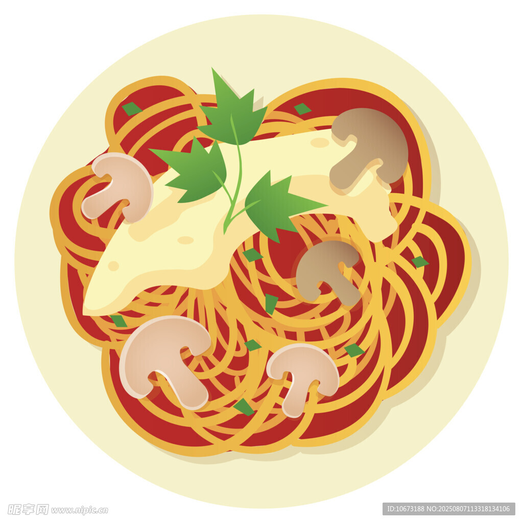 美味海鲜意面插画