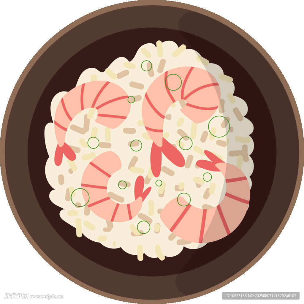 虾仁炒饭美食插画