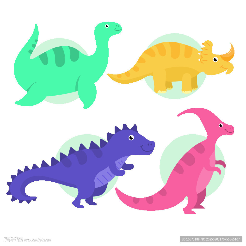 可爱多彩恐龙插画
