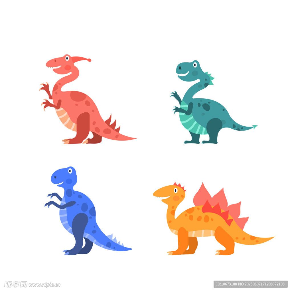 可爱多彩恐龙插画集合