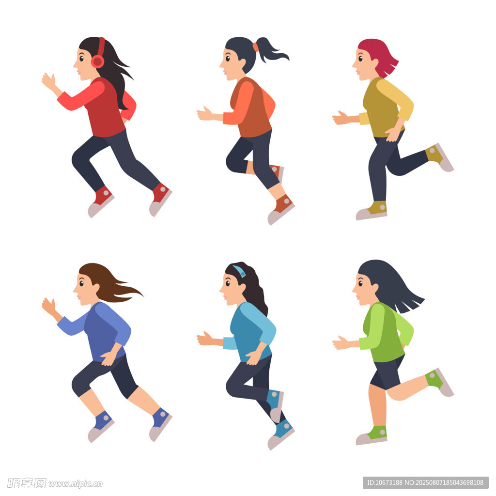 女性跑步姿态插画