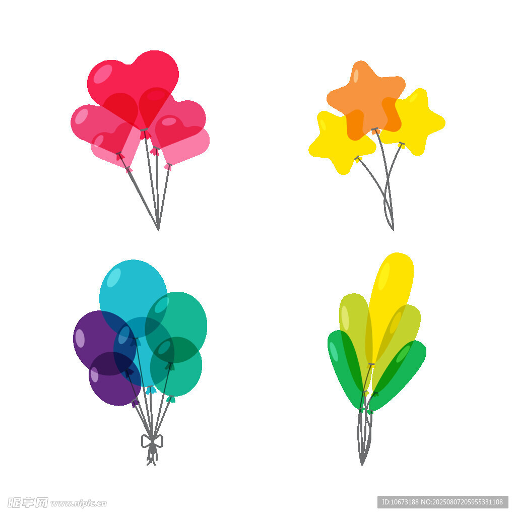 多彩气球与花朵插画素材