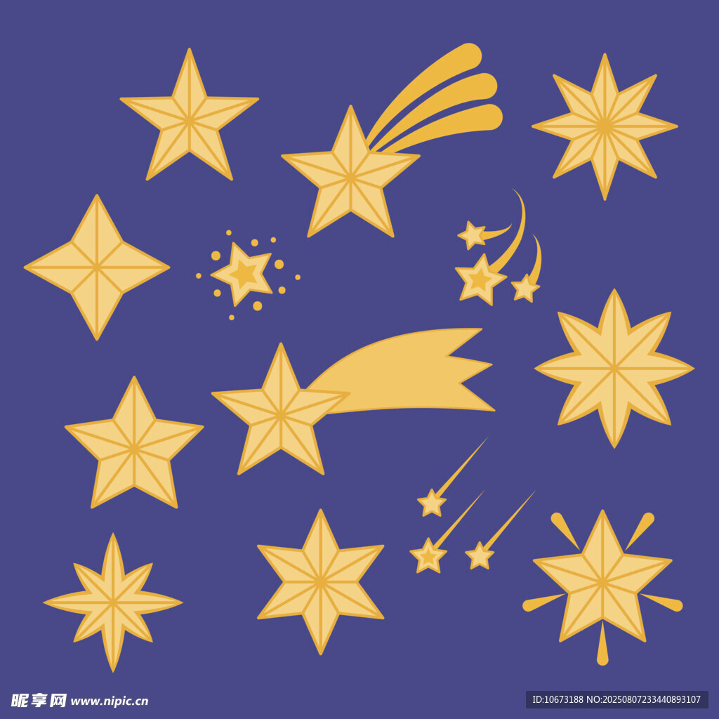 金色星星装饰图案元素