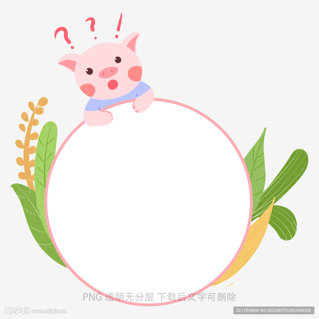 可爱小猪边框插画