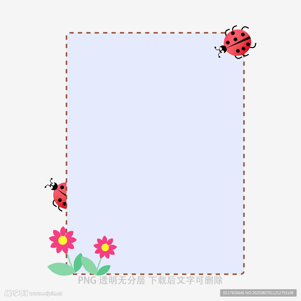 瓢虫花卉边框背景图