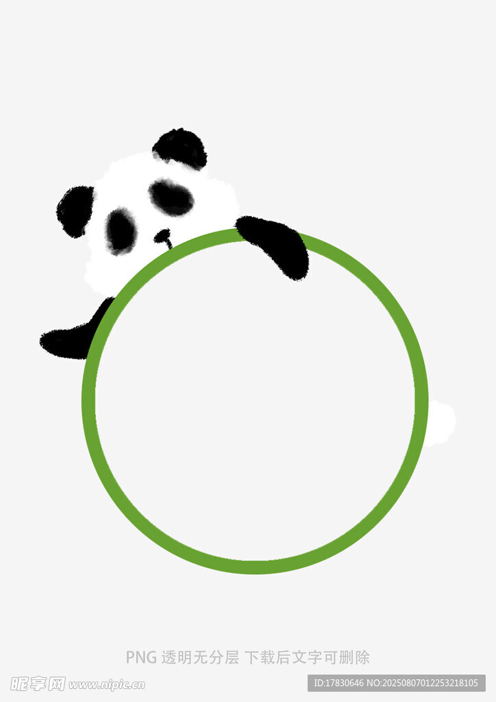 熊猫探出圆形边框