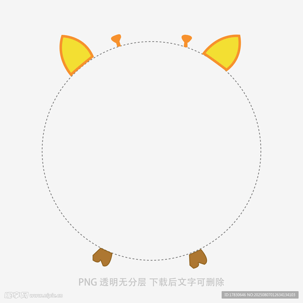 圆形狐狸耳朵边框图案