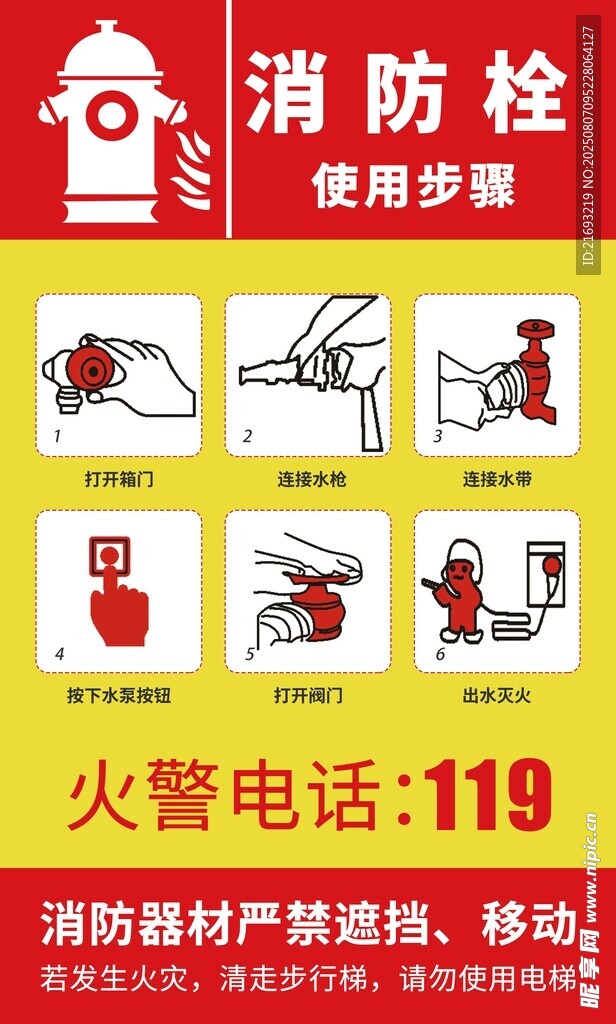消防栓使用说明宣传海报