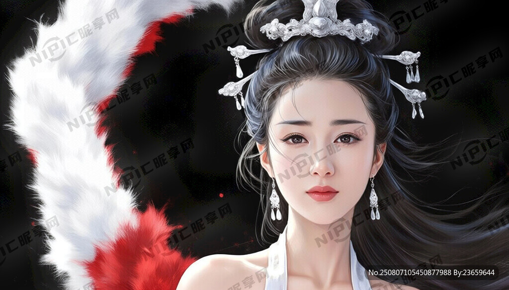 虞姬动漫美女 存黑背景 古风