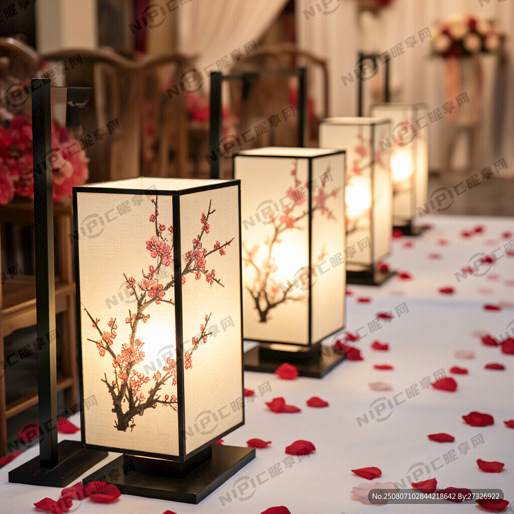 中式婚梅花路引灯 婚礼 路引