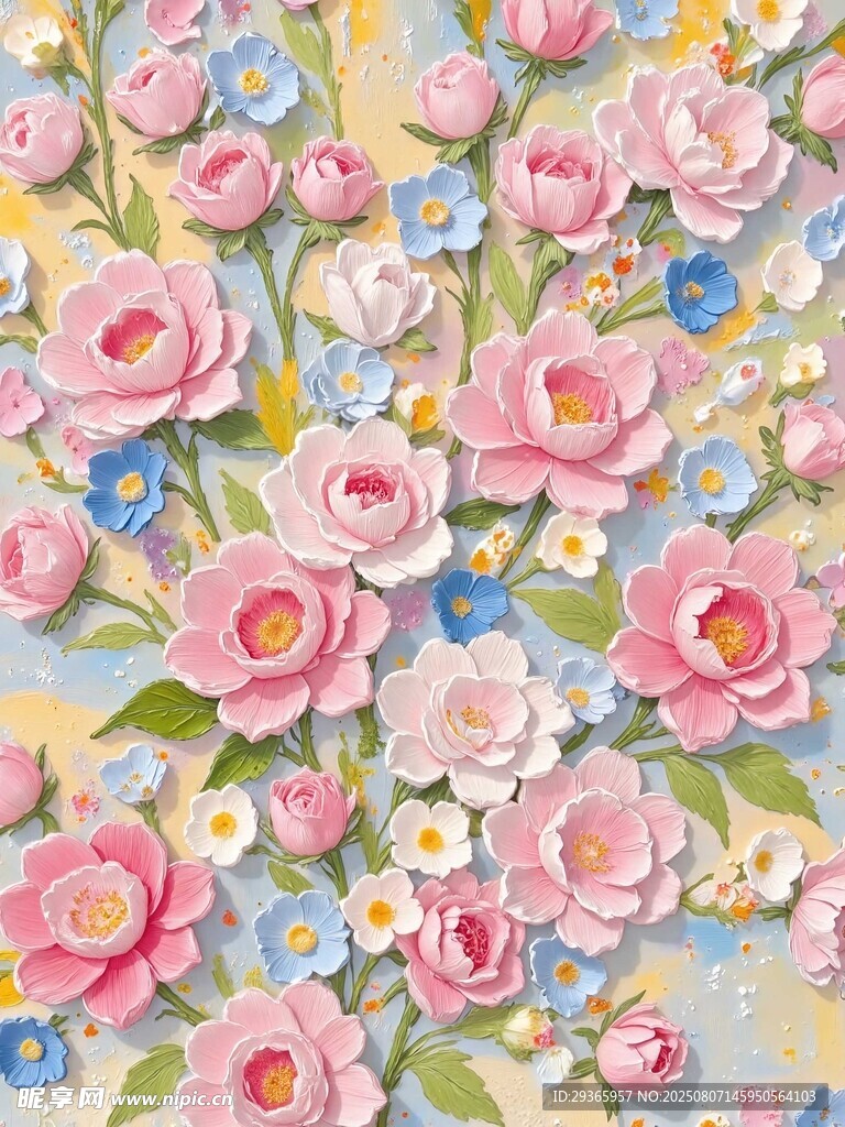 浪漫花卉图案油画