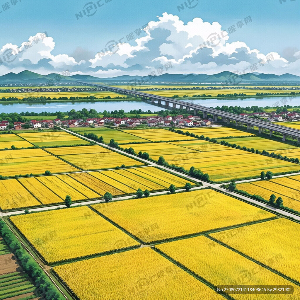 洞庭湖平原的夏季水稻田