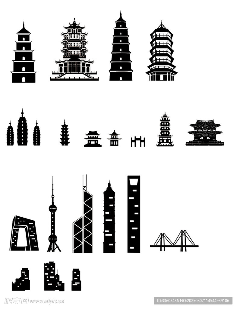 各地标志性建筑剪影
