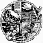 传统民俗文化圆形插画