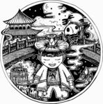 古风少年于奇幻月夜之景