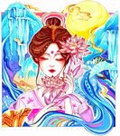 古风美人与奇幻水色景致