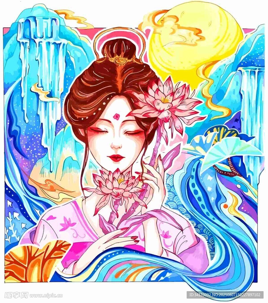 古风美人与奇幻水色景致