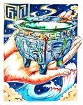 手捧古风青铜鼎奇幻画面