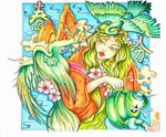 奇幻春分少女插画艺术作品