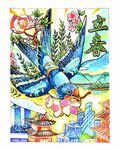 彩色插画中的灵动燕子立春飞鸟