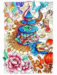 传统舞龙元素多彩插画图案