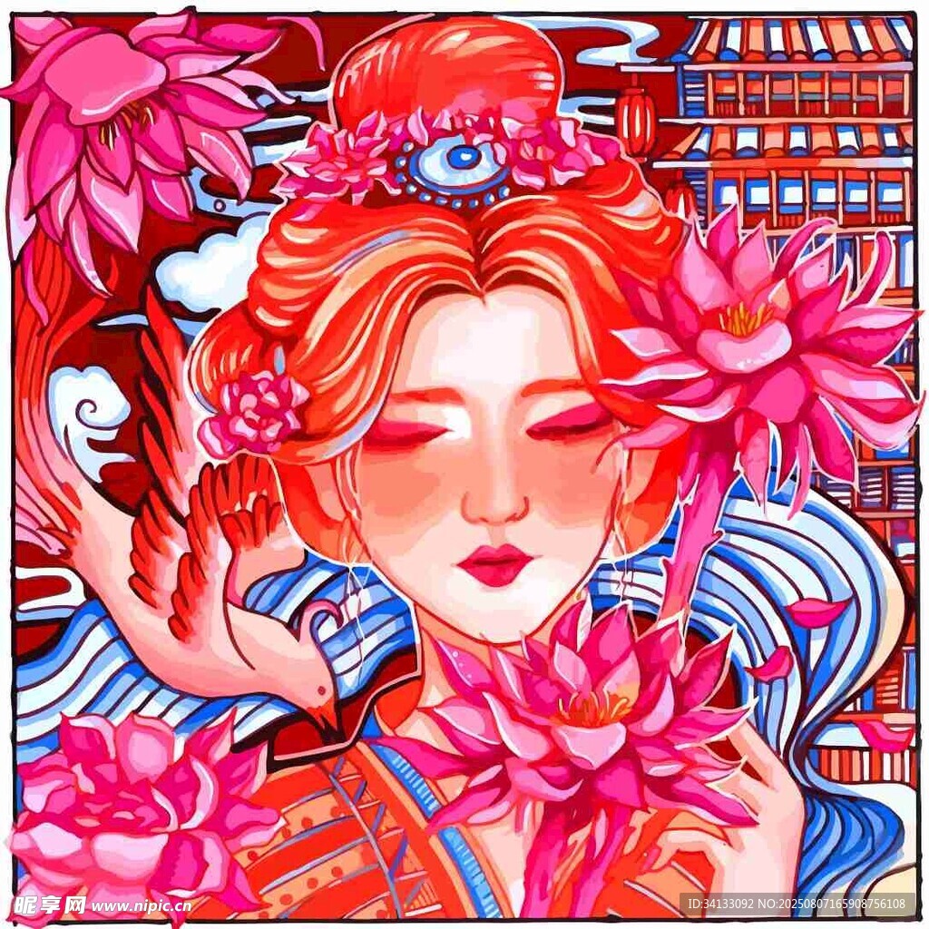 古风美妆少女艳丽东方古韵