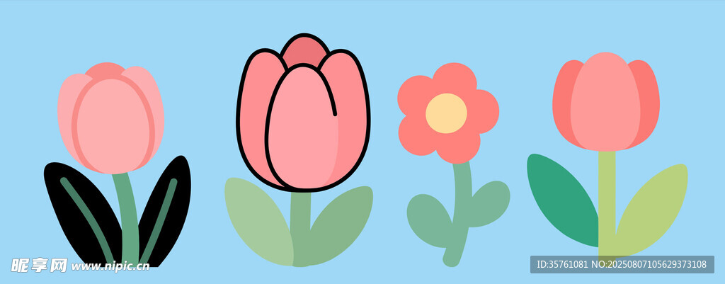 卡通郁金香手绘插画