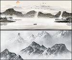 中国风山水背景