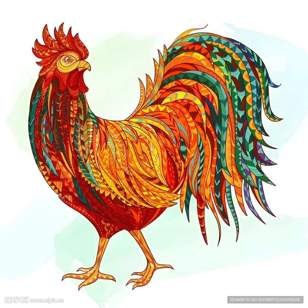 色彩斑斓的公鸡插画