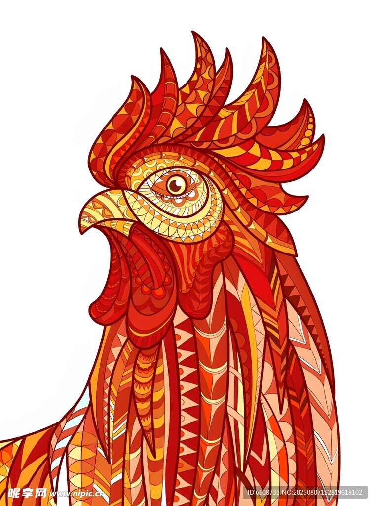 手绘绚丽凤凰头部图案